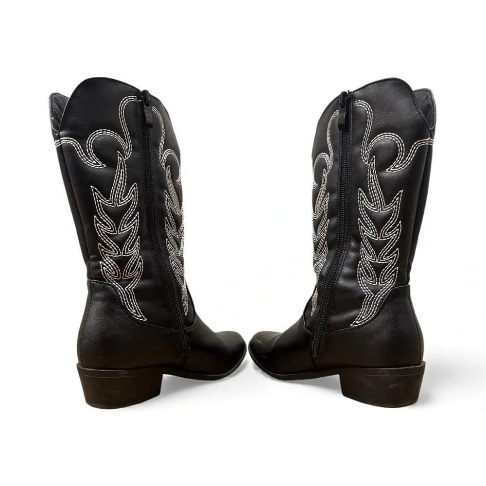 Fashion Nova Black and White Kids Cowboy Boots
